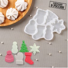 Силиконовый молд для леденцов и шоколада «Новогодние леденцы», 15×13 см, Россия