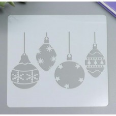 Трафарет пластик "новогодние шарики" 13*13см, Китай