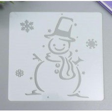 Трафарет пластик "снеговик" 13*13см, Китай