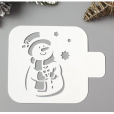 Трафарет пластик "снеговик" 9*9см, Россия