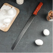 Нож для бисквита, длина лезвия 35 см, крупные зубцы, ручка дерево, Китай