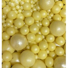 Драже зерновое взорванные зерна риса в цветной кондитерской глазури «Жемчуг желтый» 12-13мм, Россия