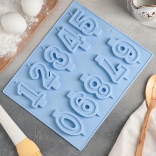 Форма для выпечки Доляна «Цифры», 26×21 см, 10 ячеек, Китай
